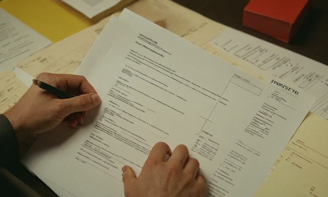 Una persona que mira una carta de fuego, rodeada de documentos y gráficos relacionados con el empleo.