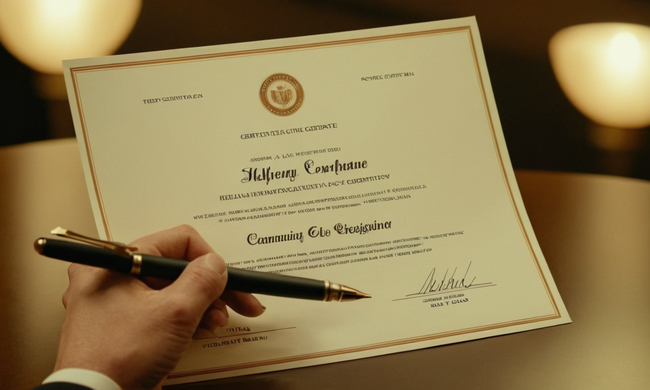 Una persona profesional con un certificado con un bolígrafo y papel.