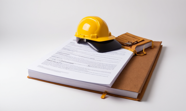 Una guía de contrato de construcción con preguntas y respuestas relevantes sobre un fondo blanco.